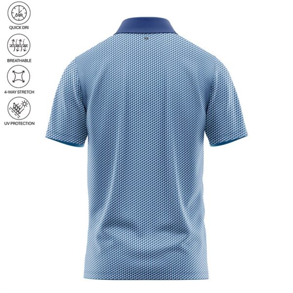 Geometric 3D Blue Polo Shirt - Image 3