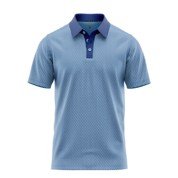 Geometric 3D Blue Polo Shirt - Golf Polo Shirts - Main