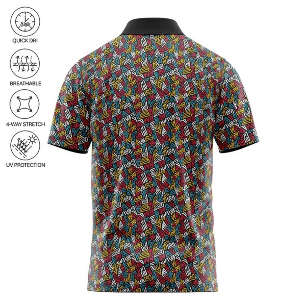 Golf Polo Shirt - Geometric Zig Zag - Back