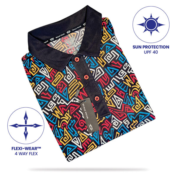 Golf Polo Shirt - Geometric Zig Zag - Folded