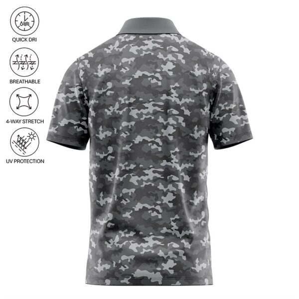 Golf Polo Shirt - Gray Camo Skull & Cross Clubs - Back