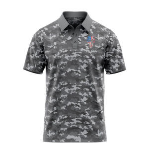 Patriotic Skull Polo Shirt - Golf Polo Shirts - Gray Camo - Main