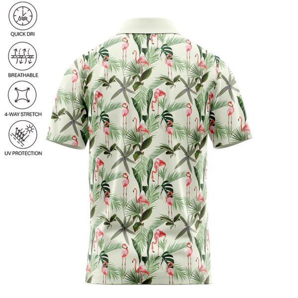 Golf Polo Shirt - Hawaiian Palms Flamingo - Back