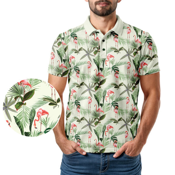 Hawaiian Palms Flamingo Polo Shirt - Golf Polo Shirts - In Use