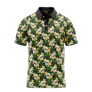 Hawaiian Skull Flowers Polo Shirt - Golf Polo Shirts - Main