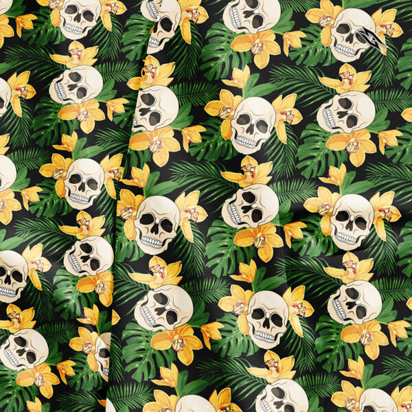 Golf Polo Shirt - Hawaiian Skull Flowers - Pattern