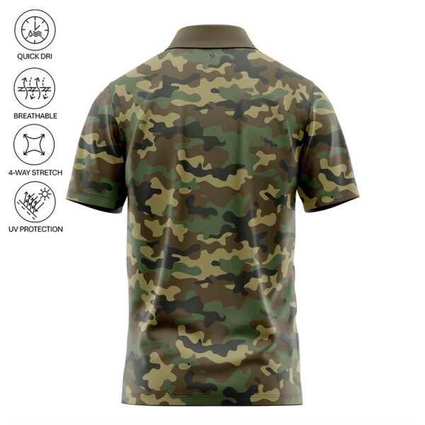 Golf Polo Shirt - Marine Camo Skull & Cross Clubs - Back