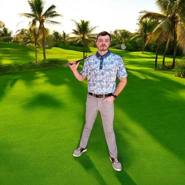 Golf Polo Shirt - Palm Trees - In Action