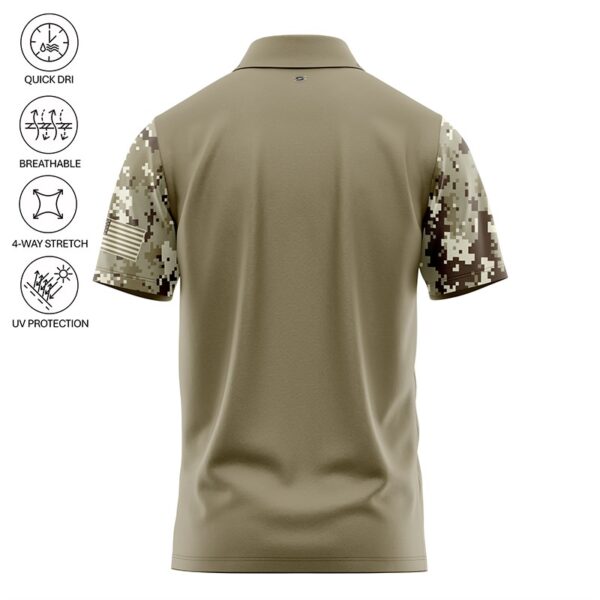 Golf Polo Shirt - Patriotic Digi-Camo Tan - Back