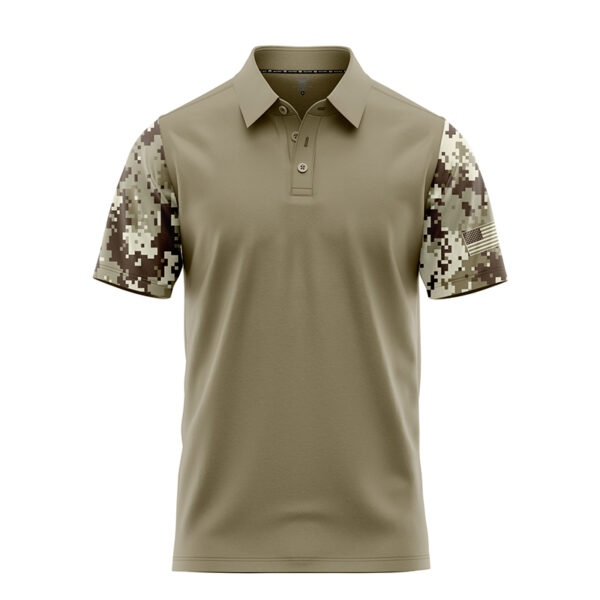 Patriotic Flag Polo Shirt - Golf Polo Shirts - Digi Camo Tan - Main