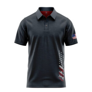 Patriotic Flag Polo Shirt - Golf Polo Shirts - Black - Main