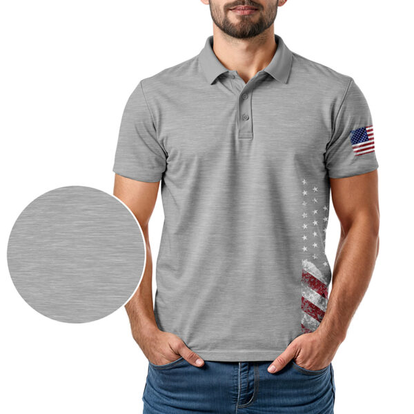 Patriotic Flag Polo Shirt - Golf Polo Shirts - Gray - In Use