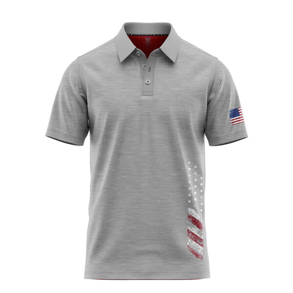 Patriotic Flag Polo Shirt - Golf Polo Shirts - Gray - Main