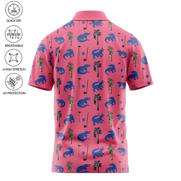 Golf Polo Shirt - Pink Alligator - Back