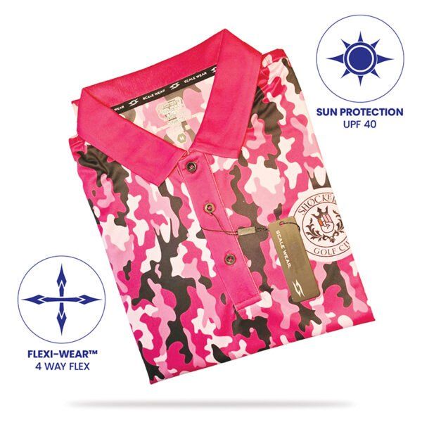 Golf Polo Shirt - Shocker Pink Camo - Folded