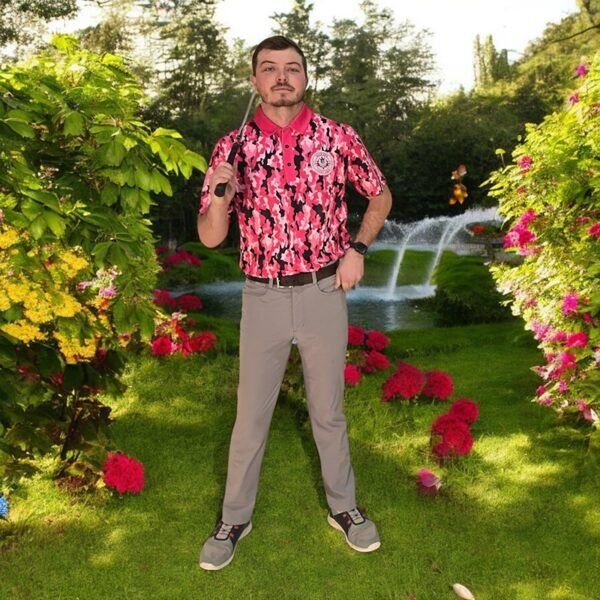 Golf Polo Shirt - Shocker Pink Camo - In Action