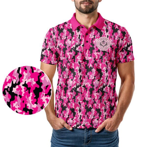 Shocker Camo Polo Shirt - Pink Camo - Golf Polo Shirts - In Use