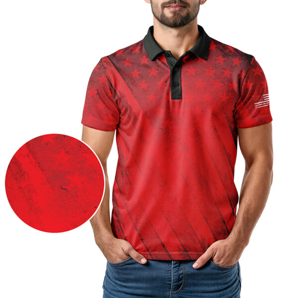 Red Stars and Stripes Polo Shirt - Golf Polo Shirts - In Use