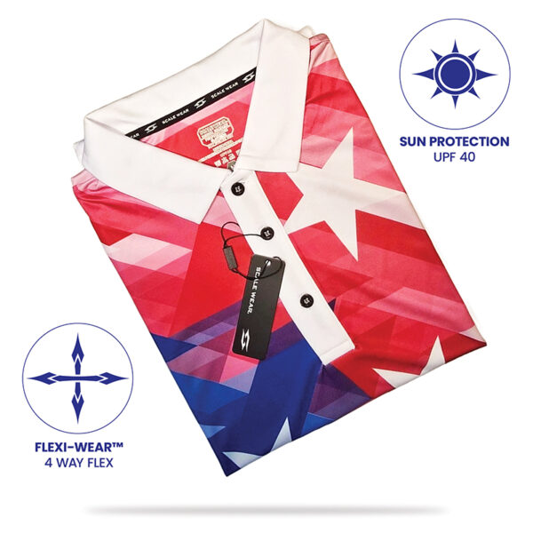 Golf Polo Shirt - Stars & Stripes Shooting Stars - Folded