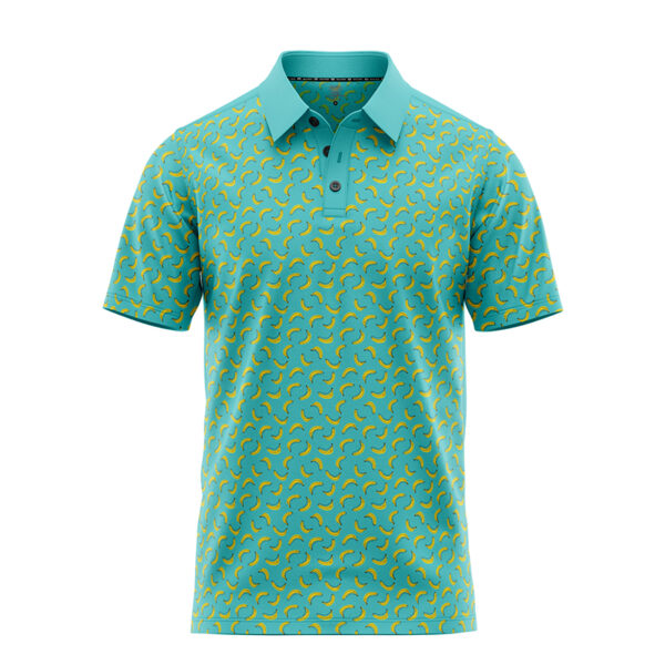 Bananas Polo Shirt - Golf Polo Shirt - Teal Bananas - Main