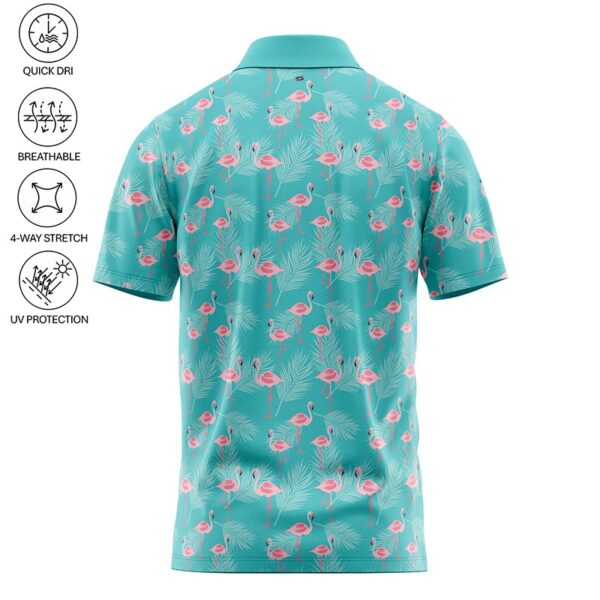 Golf Polo Shirt - Teal Flamingo - Back