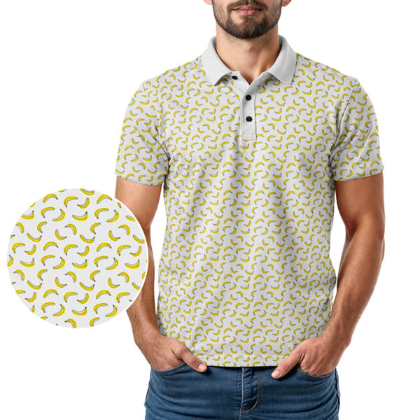 Bananas Polo Shirt - Golf Polo Shirt - White Bananas - In Use