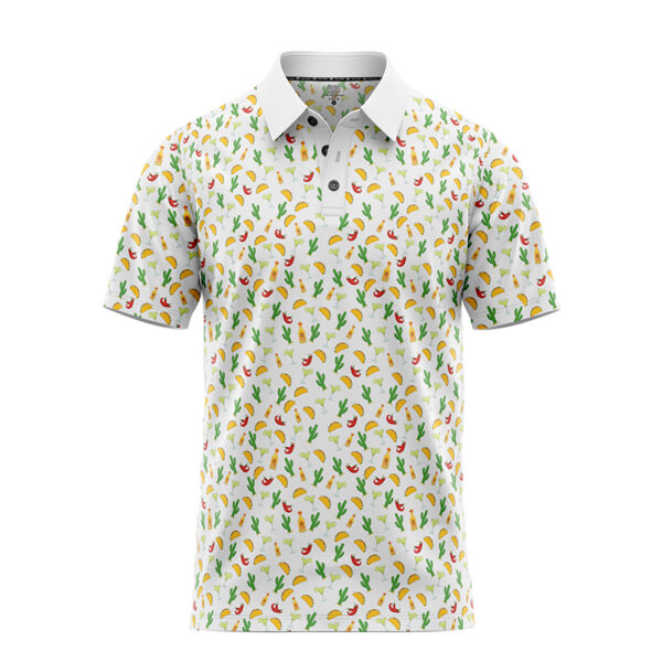 Tacos and Tequila Polo Shirt - Golf Polo Shirts - White - Main