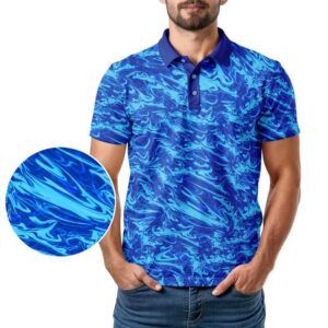 Blue Paisleys Polo Shirt - Golf Polo Shirt - In Use - M014
