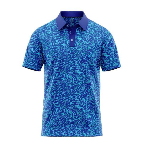 Golf Polo Shirt - Blue Paisleys V2 Polo Shirt - Main - M016