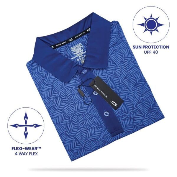 Blue Leaves Polo Shirt - Image 4