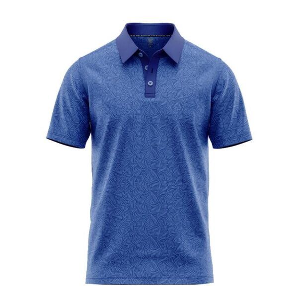Blue Leaves Polo Shirt - Image 2