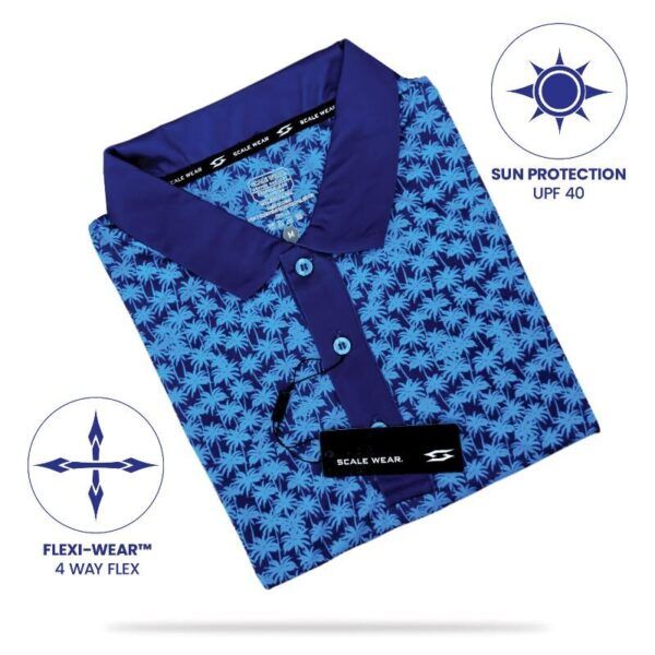 Golf Polo Shirt - Blue Palm Trees - Folded - M-013