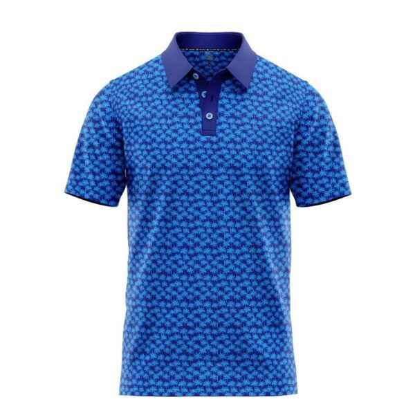 Golf Polo Shirt - Blue Palm Trees - Main - M-013