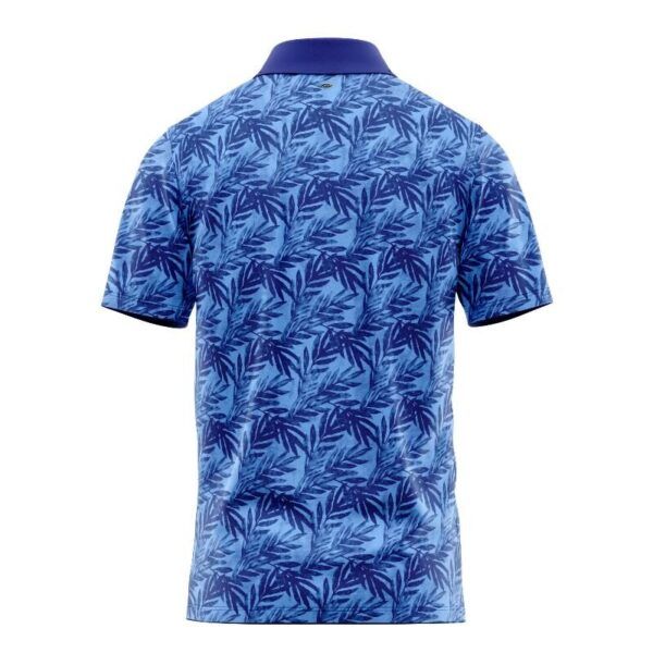 Golf Polo Shirt - Blue Tropical Leaves - Back - M-011