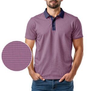 Pink Check Polo Shirt - Golf Polo Shirt - In Use - M010