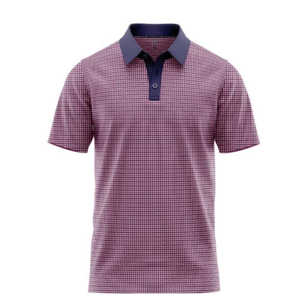 Pink Check Polo Shirt - Golf Polo Shirt - Main - M010