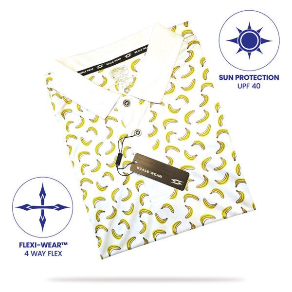 Golf Polo Shirt - White Bananas - Folded
