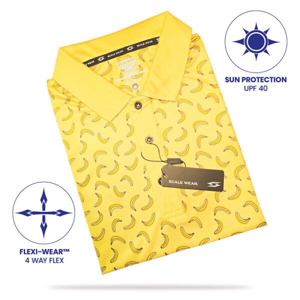 Golf polo shirt - yellow bananas - folded