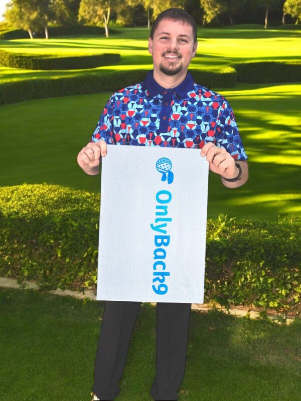 Only Back 9 White Microfiber Golf Towel - Image 5