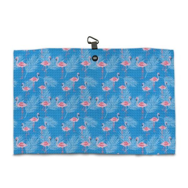Flamingo Palms Golf Towel - Microfiber Magnetic Towel