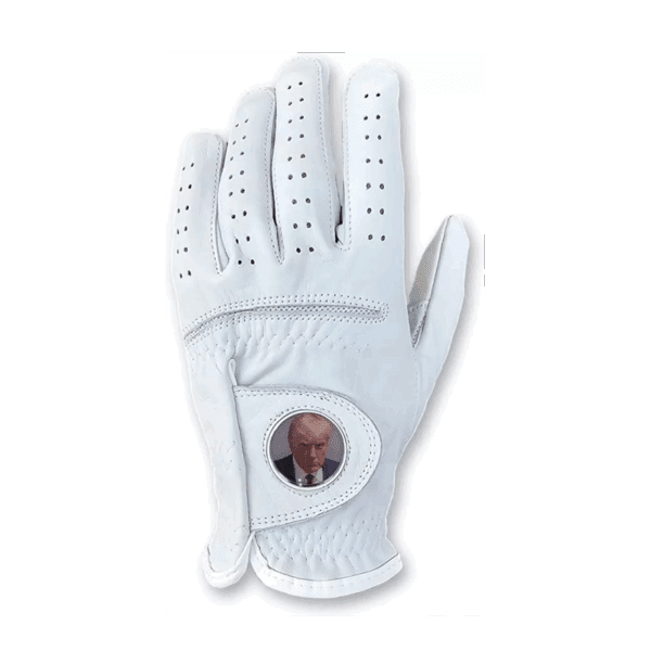 Golf Glove with Trump Mugshot Golf Ball Marker