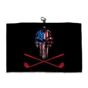 USA Flag Skull Golf Towel - Microfiber Magnetic Towel