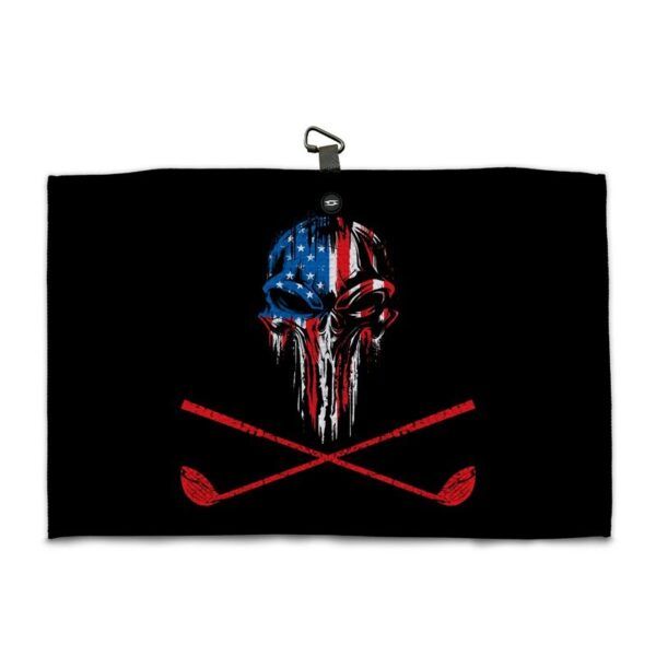 USA Flag Skull Golf Towel - Microfiber Magnetic Towel
