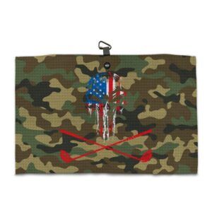 USA Skull Camo Golf Towel - Microfiber Magnetic Towel