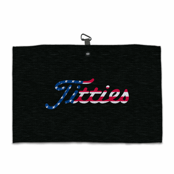 Titties USA Black Magnetic Golf Towel - Microfiber Golf Towels - Main