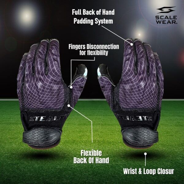 Football Receiver Gloves - Pro Stealth Padded - Black - Main
