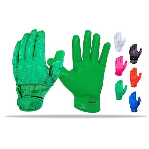 Football Receiver Gloves - Pro Stealth Padded - Green - Colors