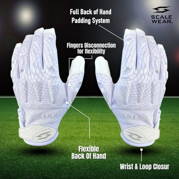 Pro stealth padded football receiver gloves - white - image 2