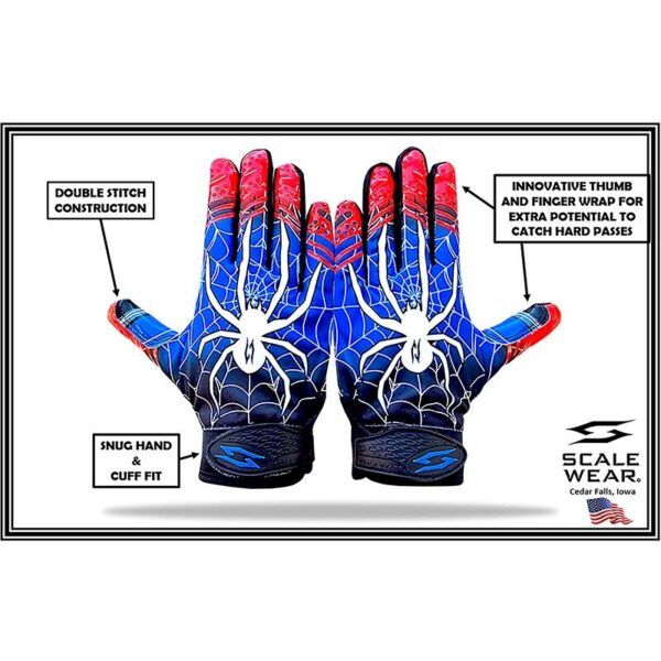 Spider football receiver gloves - themed football gloves - back