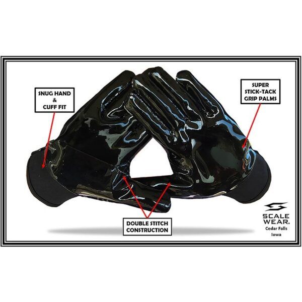 Beast Football Receiver Gloves - Black - Image 2